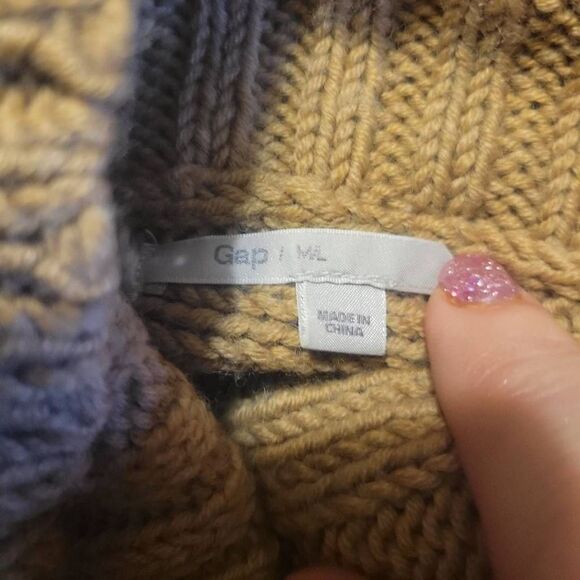 Gap Cable Knit Brown Wool Blend Poncho Sweater Size M/L - Picture 6 of 8